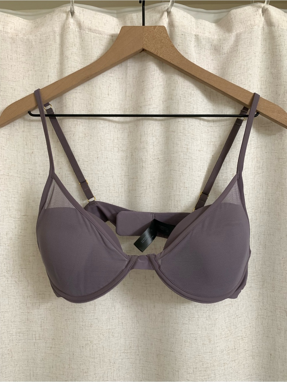 pepper All You Everyday Underwire Bra in Dusty Purple Gray Mesh Overlay 38A